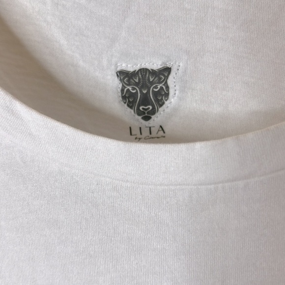 Lita by Ciara Boxy Shoulder Pad Cotton T-Shirt - Picture 4 of 7